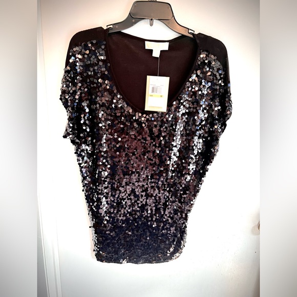 Stunning Delicate Michael Kors Blouse, Med, Black w/round Sequins-Never Used-NWT - Picture 7 of 12